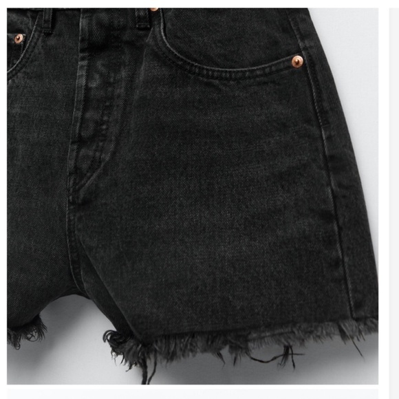 Zara black denim cut off shorts size 4 - Picture 8 of 9